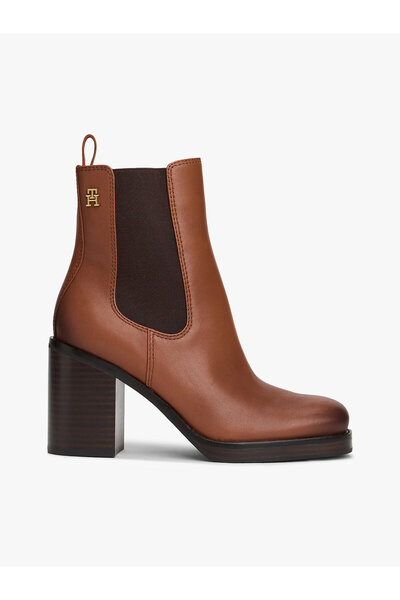 Tommy Hilfiger Leather Square Toe Chelsea Block Heels