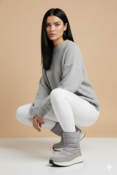 U.S. Polo Assn. Μοντέρνα γυναικεία παπούτσια με ζεστή επένδυση από φλις με γκρι βιολογικό κορδόνι