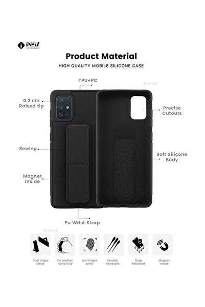 ineix 3-in-1 Magnetic Wrist Strap Hand Grip with Stand Case Cover for Samsung Galaxy A71 4G
