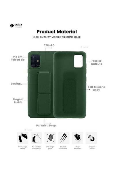 ineix 3-in-1 Magnetic Wrist Strap Hand Grip with Stand Case Cover for Samsung Galaxy A51 4G