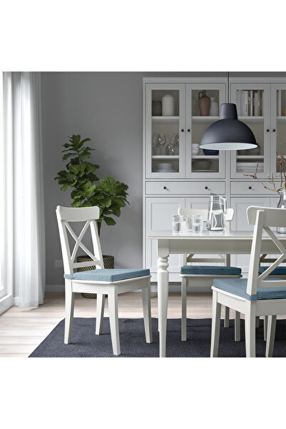 IKEA Ecru chair cushion 35/42X40X4 cm Velcro tape, cotton