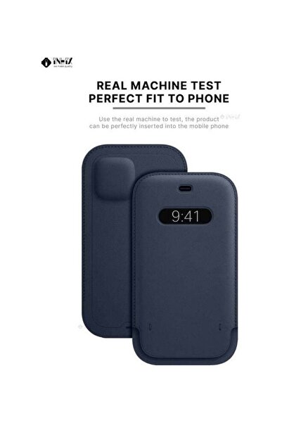 ineix غطاء جلدي متوافق مع حامل بطاقة لهاتف Apple iPhone 12