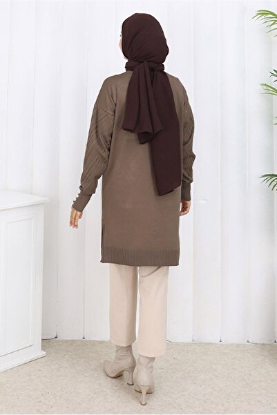 TRENDTESETTÜR Women's Mink Patterned Knitwear Cardigan t 8913