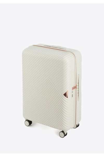 Wittchen Valiză medie pentru femei din policarbonat cu dungi, albă, policarbonat alb