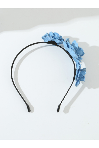 Take Two By Styli Blue Denim Flower Headband