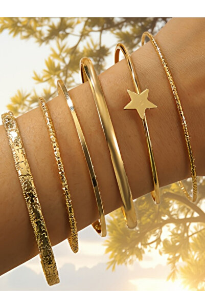 Take Two By Styli مجموعة من 6 أساور ذهبية متنوعة
