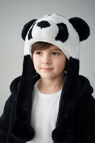 Minigimin Cicileri My Little One's Panda Ears Moving Ear Fun Children's Headphones - Black