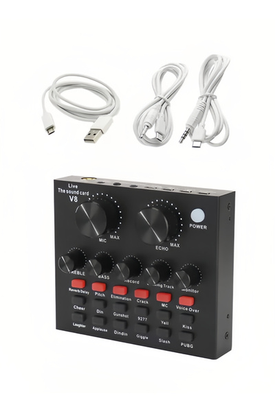 fulina V8 Sound Card, Compact and Lightweight, More Sound Effects, Excellent Sound Quality Black