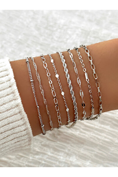 Take Two By Styli Set of 8 - Silver Chain Bracelets