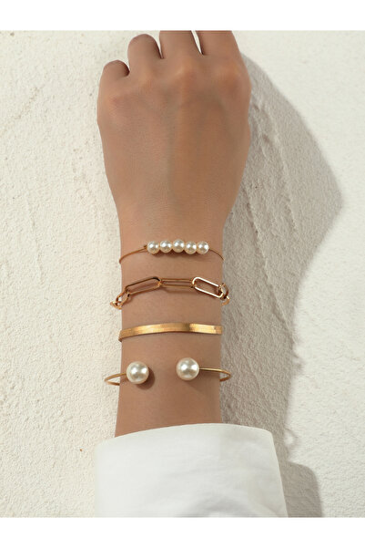Take Two By Styli مجموعة من 4 أساور مزينة باللؤلؤ الصناعي