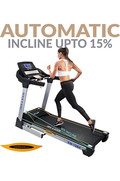 SKY LAND Light Commercial Treadmill EM-1281, 6HP AC, 15% Incline, FS App, Hydraulic Drop