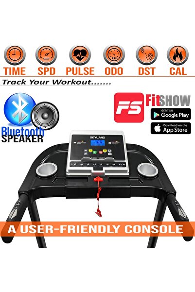 SKY LAND Compact Treadmill EM-1297, 2.5HP Peak, Auto Incline 12%, Bluetooth App, Shock Absorb