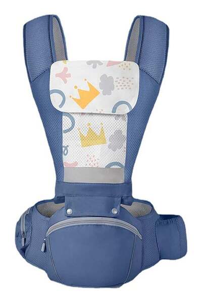 fulina Multifunction Baby Strap, Soft and Breathable, with Waist Stool for 0-36 Months Baby Blue