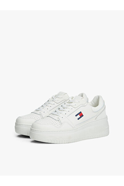 Tommy Hilfiger Retro Platform Basketball Trainers with Leather