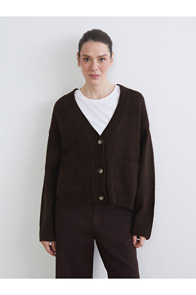 LC Waikiki New Season V-Neck Oversize Women's Knitwear Cardigan