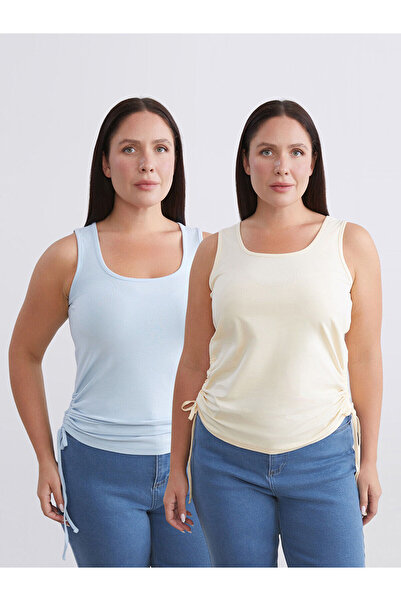 LC Waikiki Peak New Season Plus Size Square Neck Gathered Women's Undershirt ...