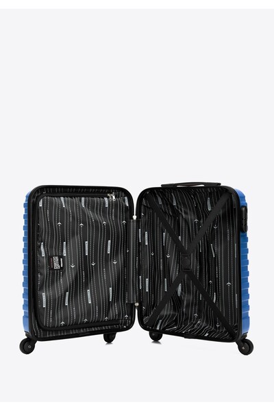 Wittchen Valiză de cabină bărbătească din ABS cu model geometric, albastră, ABS albastru