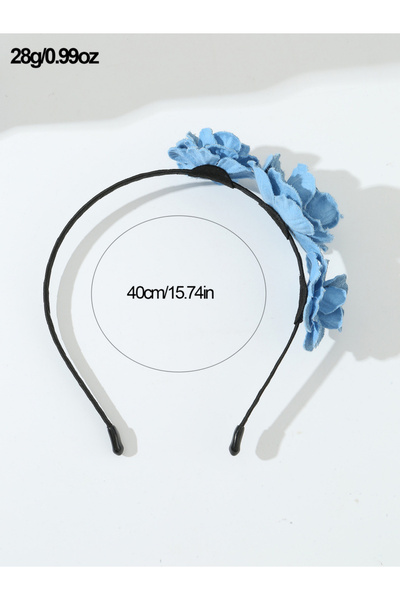 Take Two By Styli Blue Denim Flower Headband