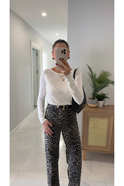 BİRCANÇİL Dlvin Ola Ecru Crew Neck Basic Thin Knitwear