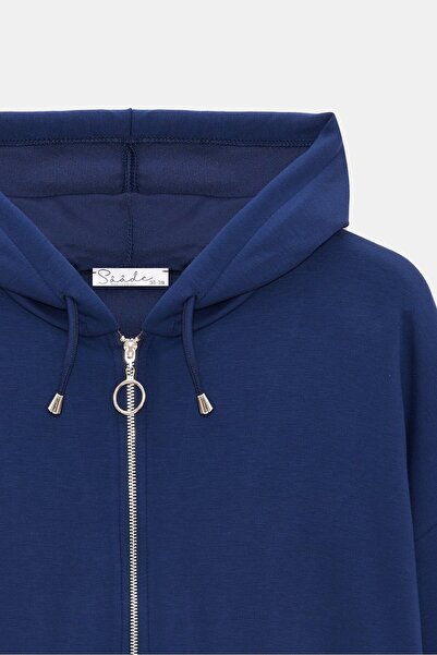 Saade Women's Oversized Hooded Zippered Pocket Sweatshirt & Wide Leg Sweatpants - 2-Piece Set