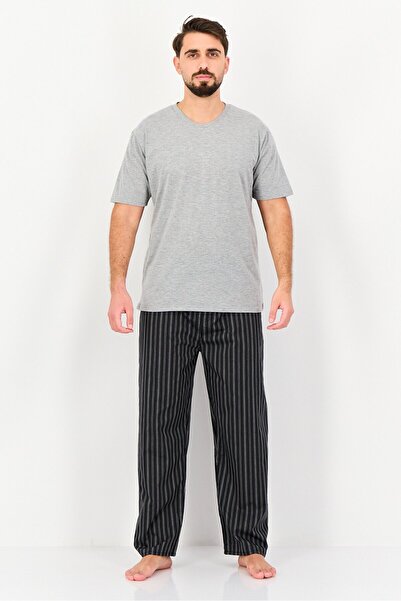 Algspar طقم رجالي مكون من قطعتين، قميص وسروال مخطط بأكمام قصيرة، متعدد الألوان