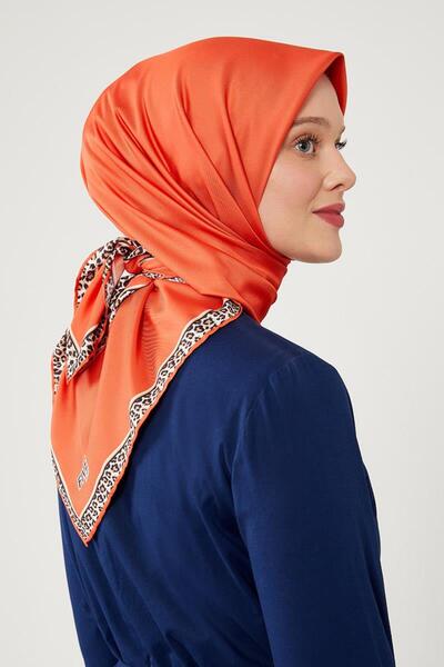 Levidor Orange Edge Leopard Pattern Twill Digital Scarf