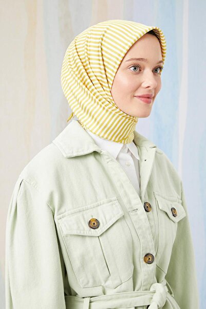 Levidor Ψηφιακό κασκόλ με κίτρινες ρίγες