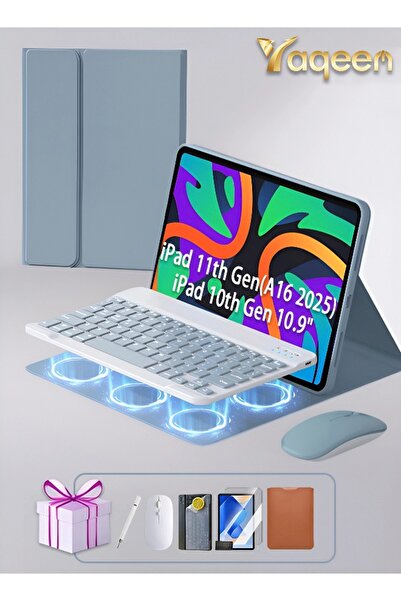 yaqeen غطاء iPad للإصدار 11 (A16)/10 مقاس 10.9 بوصة، حافظة لوحة مفاتيح سحرية مع حامل مثلث للوحة المفاتيح