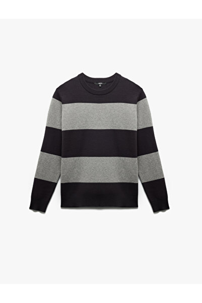 Koton Long Sleeve Crew Neck Striped Sweater