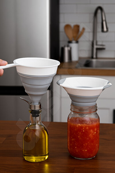 Destpak 2-Piece Collapsible Funnel Set - Accordion Handle Funnel and Jar Funnel - Foldable, Does Not Take up Space