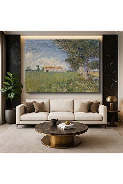 gurbaart Vincent van Gogh Buğday Tarlası Çiftlik Evi Kırsal Manzara Kanvas Mo...