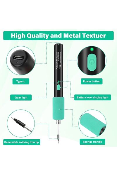 Ctoby USB Cordless Soldering Iron Kit, 3 Adjustable Temperatures, Rechargeable Portable Soldering To