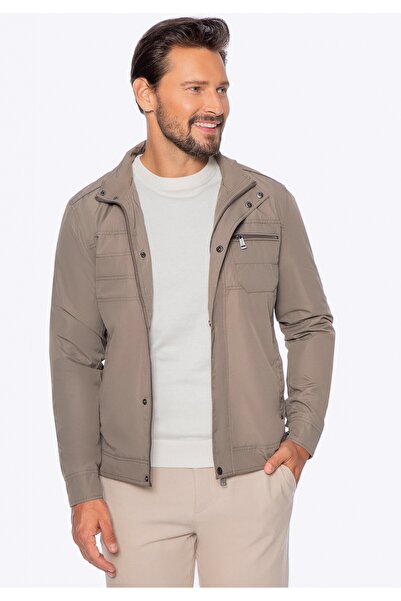 Wittchen Men's Khaki Polyester Windbreaker Jacket with Concealed Zip