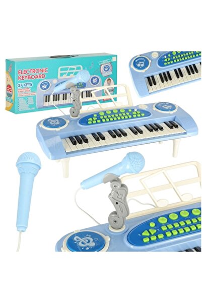 LikeSmart Electronic Organ - 37 Keys, Microphone Included, White/Blue, 48×19.5×6.5 cm