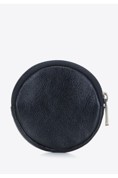 Wittchen Women's Round Leather Coin Purse, Black and Gold, Leather