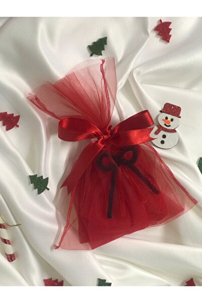 NSMLİFE Christmas, New Year, Women's Red Lace Thong with Tulle Bow Detail on the Back, String Model