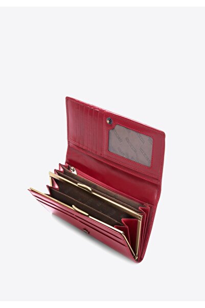 Wittchen Women's Large Genuine Leather Coin Purse with Registration Card Holder, Cherry, Cherry