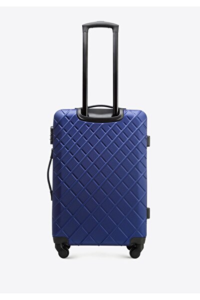 Wittchen Men's Medium Diagonal Checked ABS Suitcase Navy Blue