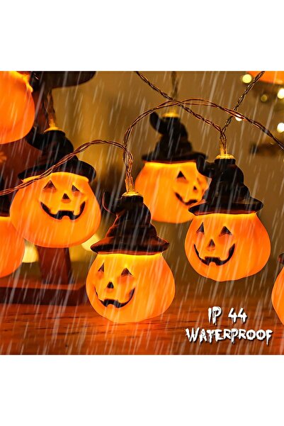 Ctoby Halloween Pumpkin String Lights with Witch Hat, 20 LED, 3M, 8 Modes, Timer
