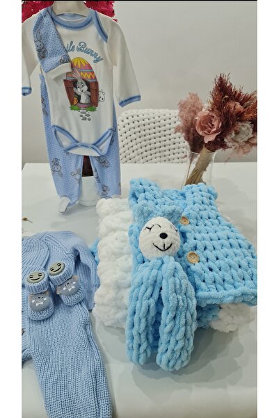 Cici Kızlar Toys ORGANİK EL EMEĞİ ERKEK BEBEK 10 PARÇA PUFFY BEBEK ÇEYİZİ HAS...