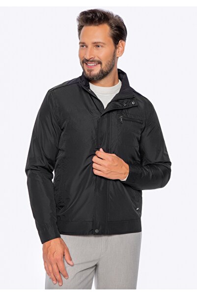 Wittchen Jachetă bărbătească Windbreaker cu fermoar ascuns, neagră, din polie...