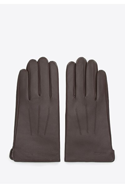 Wittchen Mănuși bărbătești din piele cu cusături, maro, piele