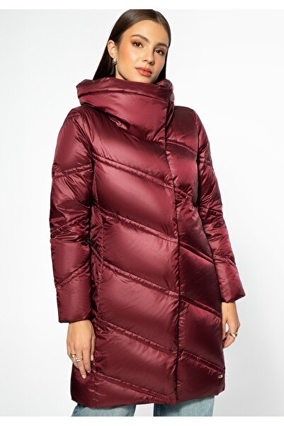 Wittchen Women's Down Jacket with High Collar Burgundy Burgundy Nylon