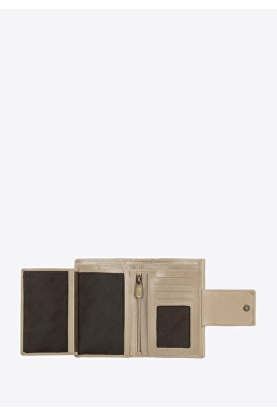 Wittchen Women's leather wallet with an elegant snap, cream, cream, leather