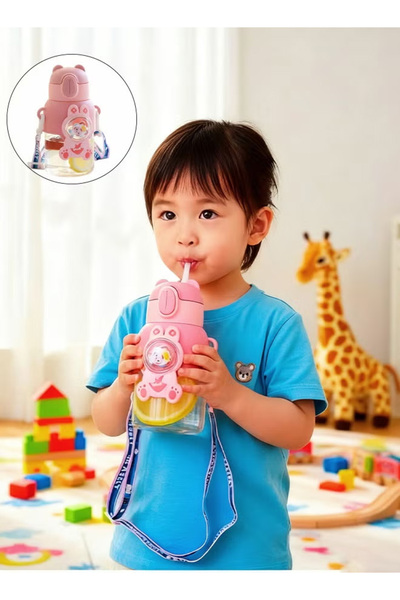 Generic Children's water bottle with a leak-proof straw design, suitable for various beverages.