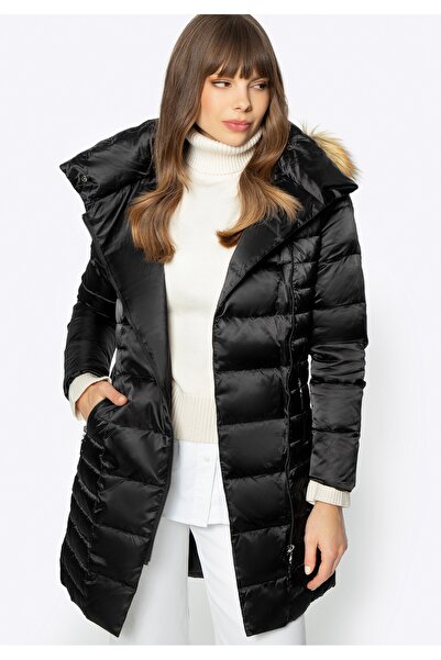 Wittchen Jachetă de damă cu puf și închidere asimetrică, din nailon negru