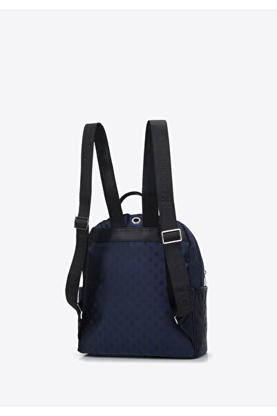 Wittchen Women's Jacquard Backpack, Two-Compartment, Navy Blue, Navy Blue Polyester