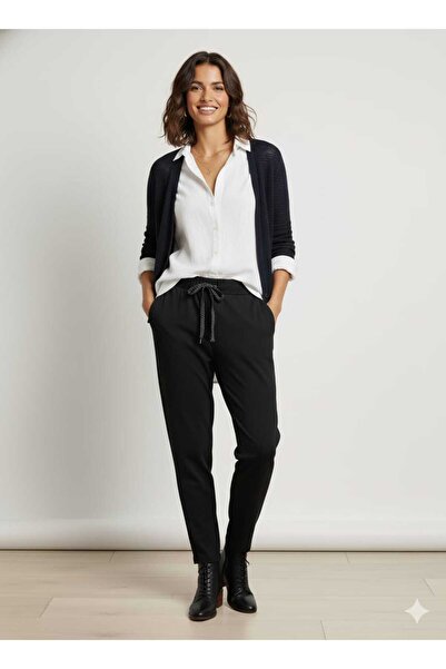 Punta Otantik Ay18003 Stretch Fabric Cotton Trousers Large Fit Dark Navy Blue