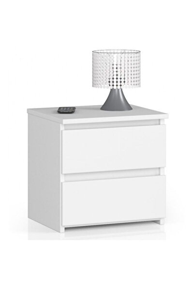 Akord Furniture Factory Comodă/Noptieră, placă laminată, 2 sertare, alb, 40x35x40 cm