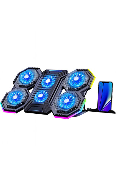 Elindor ® RGB Gaming Laptop Cooler Adjustable Angle Stand, Holder, 40 x 27 x 3.6 cm, Black